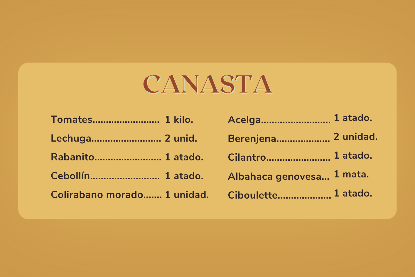 Canasta de verduras orgánicas - despacho gratis