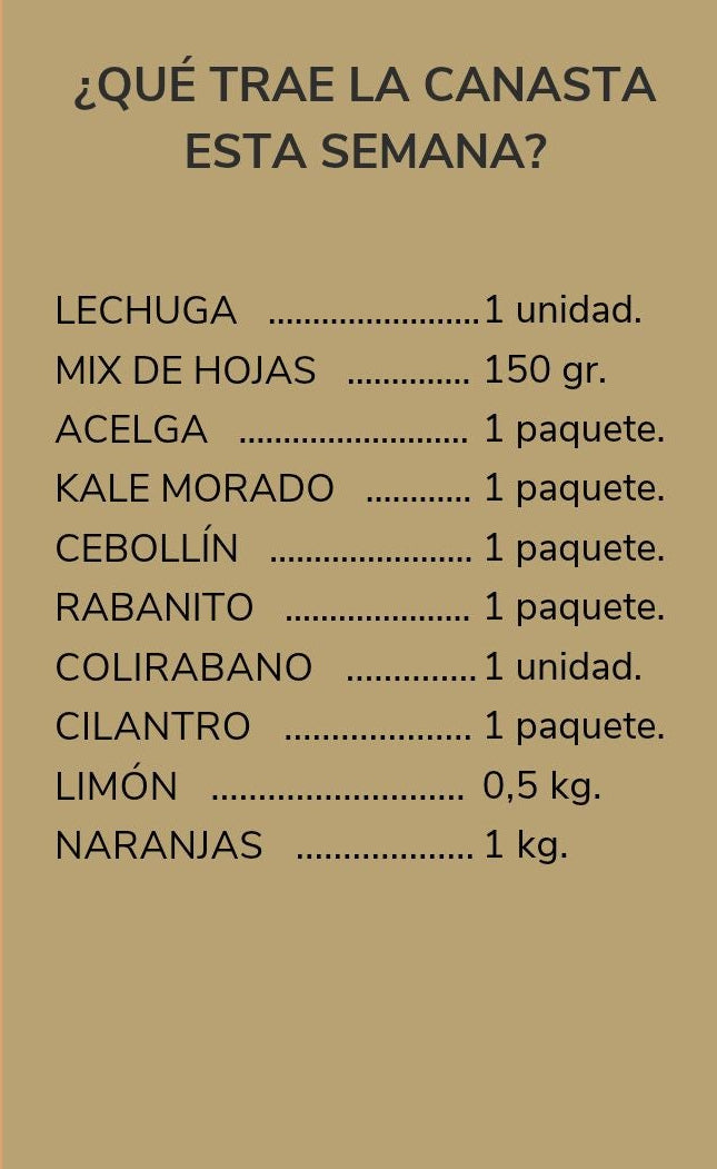 CANASTA SEMANAL: de verduras orgánicas - despacho gratis