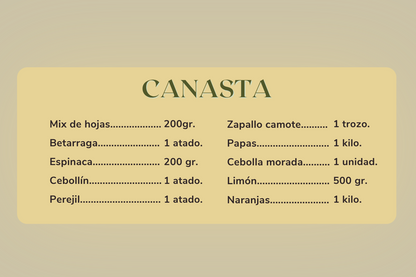 Canasta de verduras orgánicas - despacho gratis