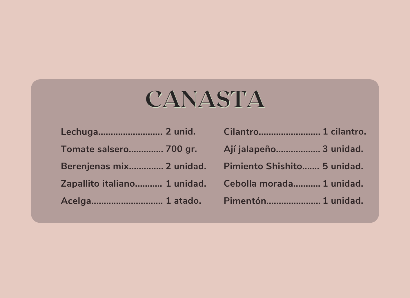 Canasta de hortalizas orgánicas - despacho gratis