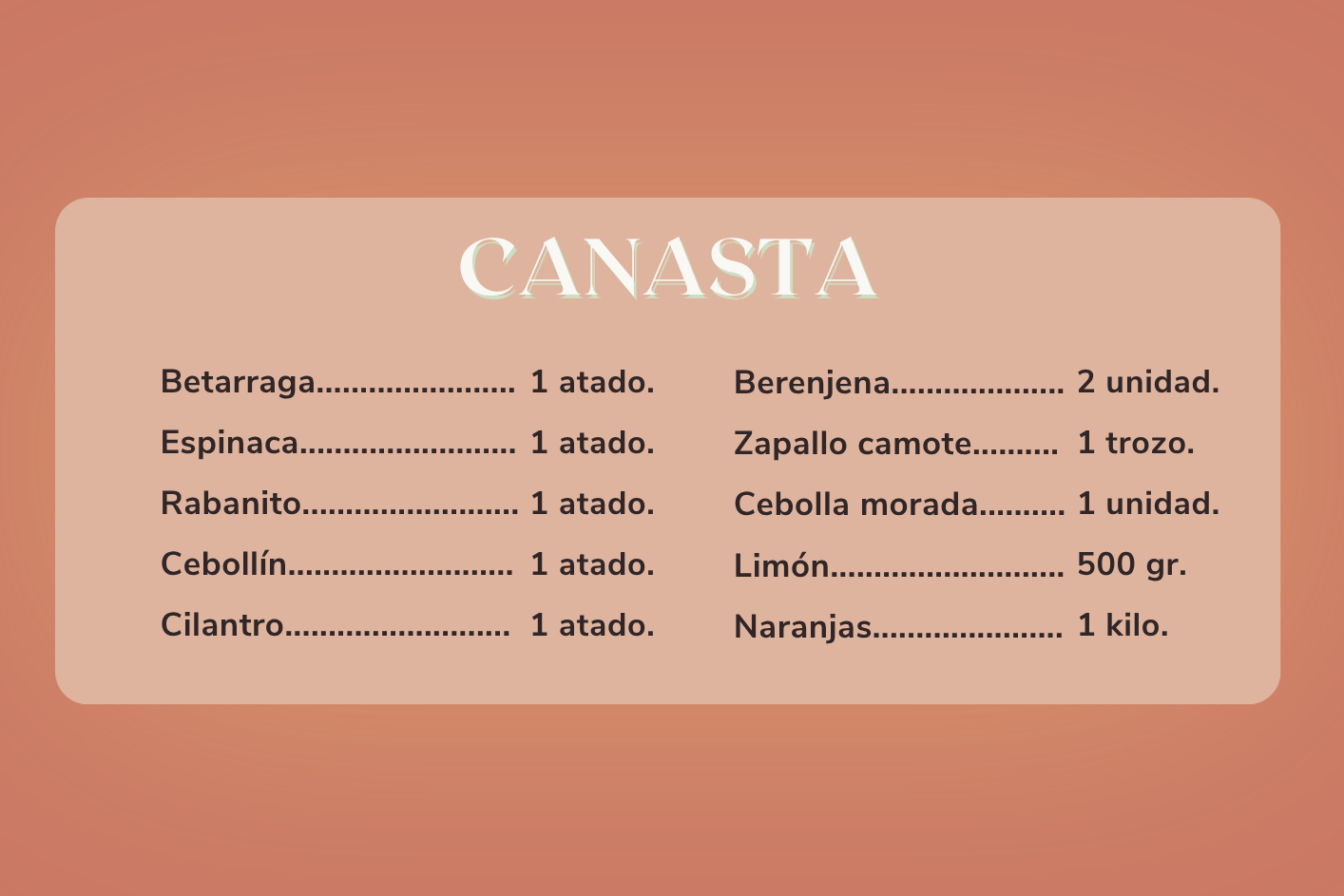 Canasta de verduras orgánicas - despacho gratis