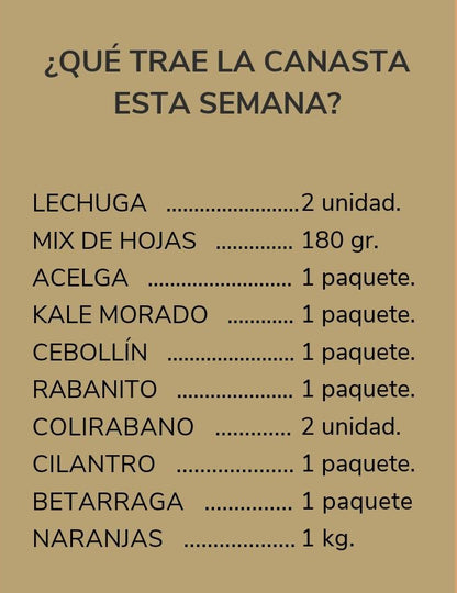 CANASTA SEMANAL: de verduras orgánicas - despacho gratis