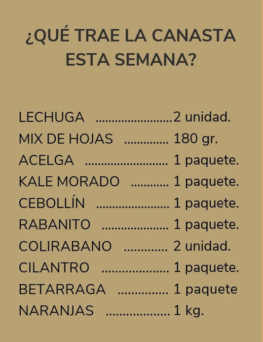 CANASTA SEMANAL: de verduras orgánicas - despacho gratis