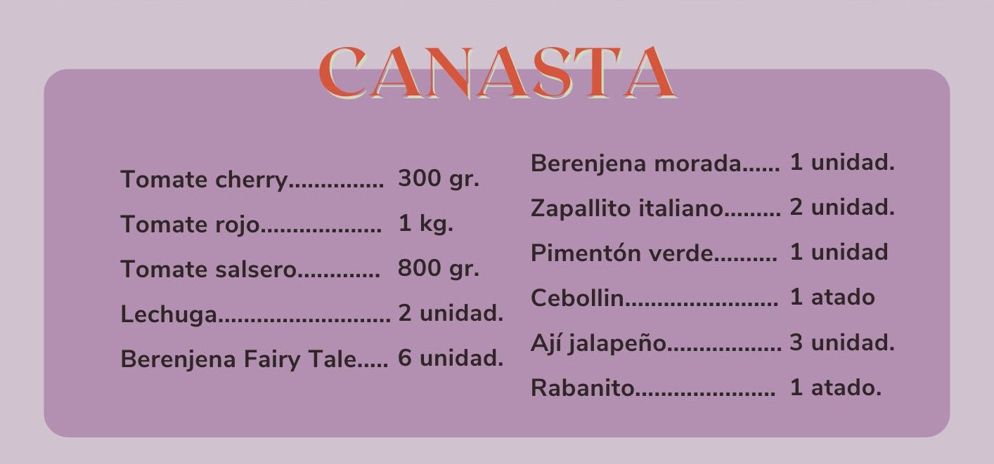 Canasta de hortalizas orgánicas - despacho gratis